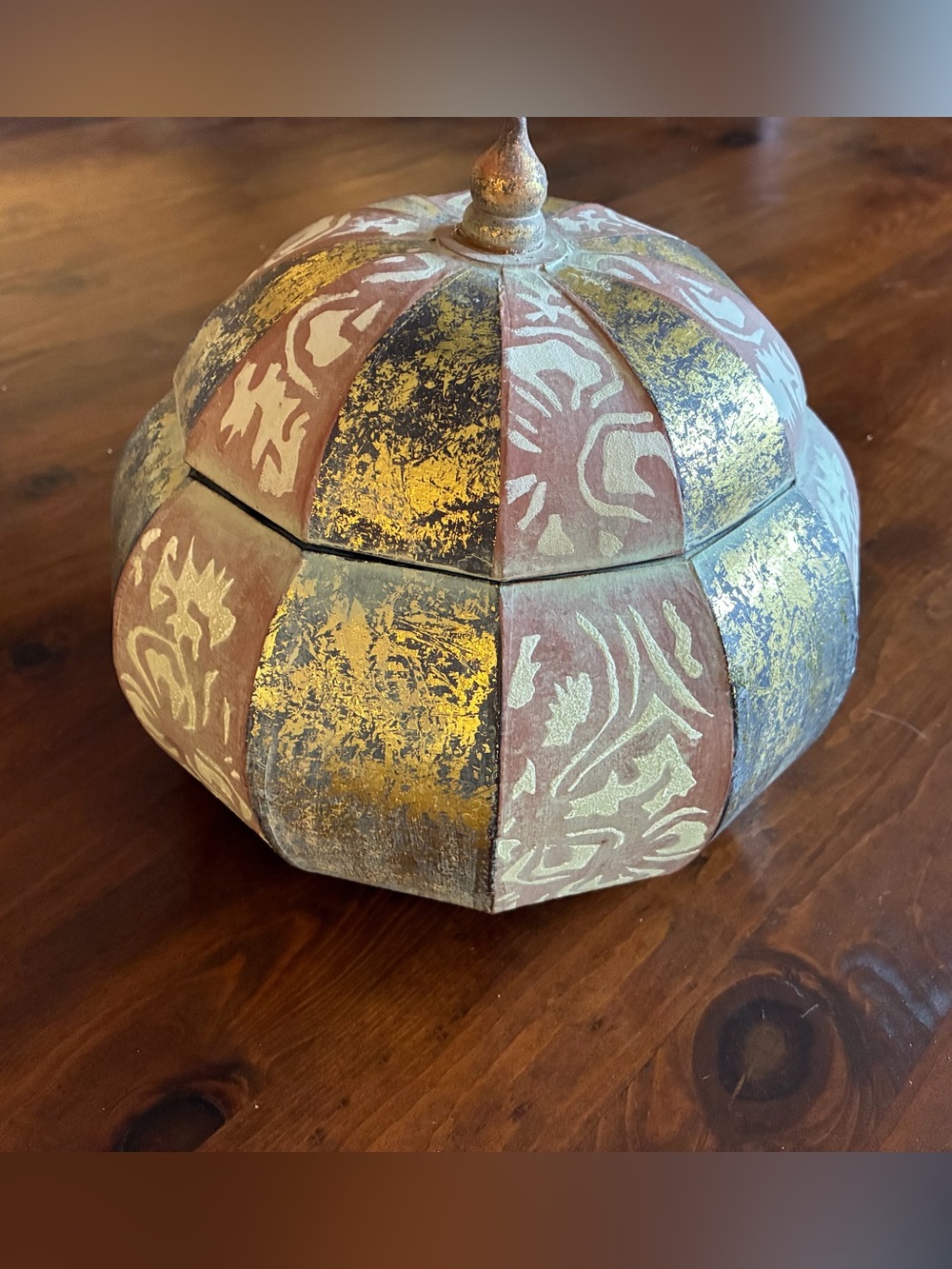 Decorative Gold & Rust Floral Accent Box - Home Art